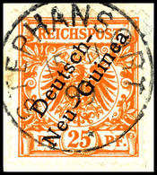 6395 25 Pf. Krone/Adler Dunkelorange Auf Briefstück, Klar Und Zentr. Gest. STEPHANSORT 15/II 99 (2/2 Zähne), Gepr. Jäsch - Nouvelle-Guinée