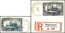 6401 3 Pf. Bis 3 RM Schiffszeichnung, 12 Briefstücke Je Klar Und Zentr. Gest. STEPHANSORT (versch. Daten), 5 Pf. Gepr. J - Duits-Nieuw-Guinea