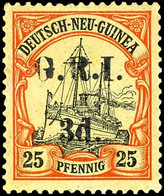 6449 3 D. Auf 25 Pf. Schiffszeichnung, Sign., Ungebraucht, Katalog: 7II * - Duits-Nieuw-Guinea