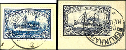 6464 BERLINHAFEN (versch Daten), Je  Klar Auf 12 Briefstücken 3 Pf. Bis 3 Mk.Schiffszeichnung, 10 Pf. Gepr. Bothe, 30 Pf - German New Guinea