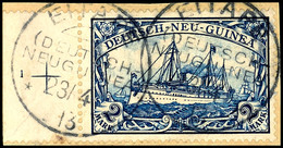 6472 EITAPE 13/4 13, 2mal Klar Auf Briefstück 2 Mk. Schiffszeichnung Linkes Randstück, Katalog: 17 BS - Deutsch-Neuguinea