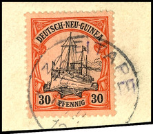 6473 EITAPE 14/11 12,  Klar Auf Briefstück 30 Pf. Schiffszeichnung, Katalog: 12 BS - Duits-Nieuw-Guinea