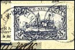 6483 FRIEDRICH-WILHELMSHAFEN 2/9 12, 2mal Klar Auf Paketkartenausschnitt 3 RM Schiffszeichnung, Katalog: 18 BS - Duits-Nieuw-Guinea