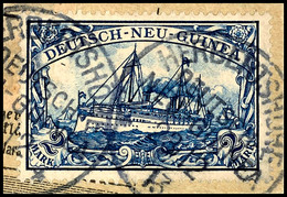 6491 HERBERTSHÖHE 23/12 13, 2mal Klar Auf Paketkartenausschnitt 2 RM Schiffszeichnung, Katalog: 17 BS - German New Guinea