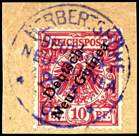 6494 HERBERTSHÖHE 29/5 01, Violett, Klar Und Zentr. Auf Briefstück 10 Pf. Krone/Adler, Gepr. R.Steuer BPP, Katalog: 3a B - German New Guinea