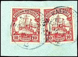 6499 KAEWIENG 14/8 13, Je  Klar Und Zentr. Auf Briefstück Mit 2mal 10 Pf. Schiffszeichnung, Katalog: 9(2) BS - Nouvelle-Guinée