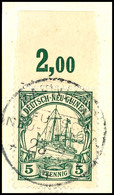 6502 KAEWIENG 23/9 14, Klar Und Zentr. Auf Briefstück Oberrand 5 Pf. Schiffszeichnung, Gepr. Mansfeld, Kriegsdatum!, Kat - German New Guinea