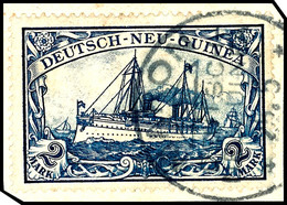 6514 MARON 25.5, Klar Auf Briefstück 2 Mk. Schiffszeichnung, Gepr. Dr.Provinsky BPP, Katalog: 17 BS - German New Guinea