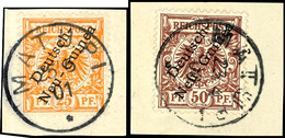 6520 MATUPI (meist Versch. Daten), Je Klar Und Zentr. Auf 6 Briefstücken, 3 Bis 50 Pf. Krone/Adler, Katalog: 1/6 BS - German New Guinea