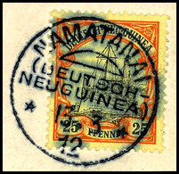 6527 NAMATANAI 13.3 12, Klar Und Zentr. Auf Briefstück 25 Pf. Schiffszeichnung, Katalog: 11 BS - German New Guinea