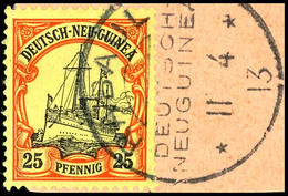 6533 RABAUL 11.4.13., Klar Auf Postanweisungsausschnitt 25 Pf. Schiffszeichnung, Lt. Postakten Soll Sich Der Stempel Ab  - Deutsch-Neuguinea