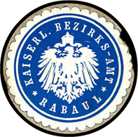 6562 Verschlussetikette Blau, Kaiserl. Bezirks-Amt Rabaul, Auf Briefstück  BS - Autres & Non Classés