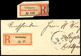 6574 BERLINHAFEN, 2 R-Zettel Auf Briefteil Bzw. Briefstück, Mit  Und Ohne Inschrift "Eingeschrieben"  BS - Andere & Zonder Classificatie