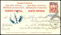 6591 Incoming Mail: 1905, Ganzsachenkarte  4 C (mehrere Zugeklebte Marken Abgefallen) Aus Paraguay Vom "Directeur De La  - Andere & Zonder Classificatie