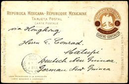6595 Incoming Mail: 1908, Postkarte Von Mexiko "QUATRO CENTAVOS" An E. Conrad (Buchhalter Bei Hernsheim) In Matupi. Die  - Autres & Non Classés