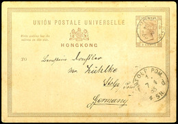 6599 1885, ERWERB DES BISMARCK-ARCHPELS: Postkarte Von Hongkong 3d QV Nach Stolp I. P. Ein Besatzungsmitglied Der Kreuze - Autres & Non Classés