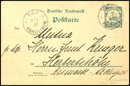 6610 1901, EINGANGSPOST: Postkarte 5 Pfg Kaiseryacht Der Karolinen (MiNr. P7) Von YAP Nach Herbertshöhe. Karte Eines Ein - Other & Unclassified