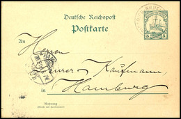 6638 1908, Ganzsachenkarte 5 Pfg Kaiseryacht, Stempel FRIEDRICH-WILHELMSHAFEN 10/2 08, Nach Hamburg. Rückseitig Absender - Sonstige & Ohne Zuordnung