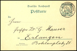 6642 1909, Ganzsachenkarte 5 Pfg Kaiseryacht, Stempel FINSCHHAFEN DNG 21/8 09 An Prof. Dr. G. Hauser In Erlangen. Absend - Andere & Zonder Classificatie