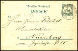 6643 1909, Ganzsachenkarte 5 Pfg Kaiseryacht, Stempel FINSCHHAFEN DNG 23/8 09 Nach Nürnberg. Absender: Christian Keysser - Sonstige & Ohne Zuordnung