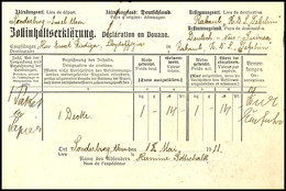 6659 1911, ZOLLINHALTSERKLÄRUNG (ausgestellt In Sonderburg, Alsen) Für "1 Paket In Papier" An Den Lloydoffizier Ernst Ri - Andere & Zonder Classificatie