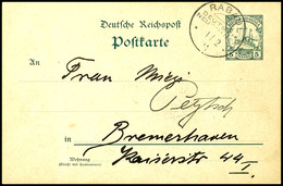 6668 1911, Ganzsachenkarte 5 Pfg Kaiseryacht, Stempel RABAUL DNG 1/12 11, Nach Bremerhaven. Absender: Richard Peytsch, 2 - Sonstige & Ohne Zuordnung