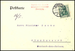 6678 1913, MISSIONSKORRESPONDENZ: Postkarte Mit 5 Pfg Germania (Abs.-Stempel "Pastor Ed. Kriele / Missionsinspektor /Bar - Sonstige & Ohne Zuordnung