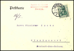 6678 1913, MISSIONSKORRESPONDENZ: Postkarte Mit 5 Pfg Germania (Abs.-Stempel "Pastor Ed. Kriele / Missionsinspektor /Bar - Other & Unclassified