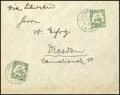 6684 1913, 5 Pfg (2) Kaiseryacht Auf Brief, Stempel RABAUL (DNG) 7.7.13, Nach Dresden. Rückseitig Violetter Absenderstem - Other & Unclassified