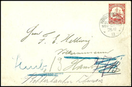 6693 1913, Brief Mit 10 Pfg Kaiseryacht, Stempel HERBERTSHÖHE 28/10 13, Nach Hamburg An Den Völkerkundler F. E. Hellwig  - Andere & Zonder Classificatie