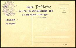 6698 1914, Feldpost: Postkarten-Formular C 154 Mit Violettem Gummi-Zusatzstempel "Feld" Und "nur Für Die Wehrabteilung U - Sonstige & Ohne Zuordnung