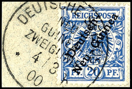 6727 1900, DEUTSCHE SEEPOST NEU-GUINEA-ZWEIGLINIE B  4/3 00 (Dampfer Stettin), Klar Auf Briefstück Mit 20 Pfg Krone/Adle - Sonstige & Ohne Zuordnung