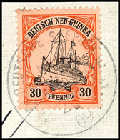 6741 1909, DEUTSCHE SEEPOST NEU-GUINEA-ZWEIGLINIE C 21/3 09 Auf Briefstück Mit 30 Pfg Kaiseryacht, Katalog: 12 BS - Sonstige & Ohne Zuordnung