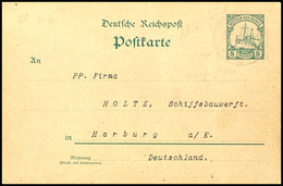 6753 1913, DEUTSCHE SEEPOST DEUTSCH-NEUGUINEA-SINGAPORE .8 13, Etwas Schwach Auf Postkarte 5 Pfg Kaiseryacht Nach Harbur - Other & Unclassified