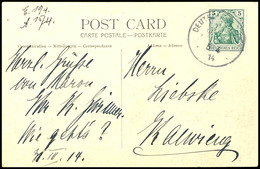 6754 1914, 1902, DEUTSCHE SEEPOST NEU-GUINEA ZWEIGLINIE C 5/4 14 (Stempel Nicht Ganz Vollständig) Auf AK "Casino Der N.G - Autres & Non Classés