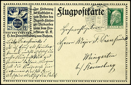 6840 1912, 25 Pfg. + 5 Pfg. Flugpostkarte "NUERNBERG" Mit Flugpoststempel "NÜRNBERG FLUGPOST 16.10.12" Und Viel Text Nac - Autres & Non Classés