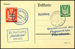 6858 10 Pfg. Auf 5 M. Segelflüge Pforzheim Mit Flugpoststempel Auf Karte Aus MÜHLHAUSEN 5.3.25 Mit 5 Pfg. Flugpostmarke  - Luft- Und Zeppelinpost