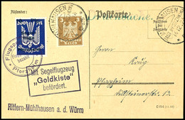 6859 10 Pfg. Auf 200 M. Segelflüge Pforzheim Mit Flugpoststempel Auf Karte Aus MÜHLHAUSEN 14.12.24 Mit 3 Pfg. Freimarke  - Poste Aérienne & Zeppelin