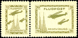 6861 10 Pfg. Und 20 Pfg. Regensburger Osterflugtage Einzel Und Als Zusammendruck Kpl., Ungebraucht, Pracht, 200,-, Katal - Airmail & Zeppelin