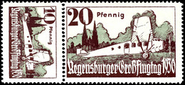 6864 10 Pfg. Und 20 Pfg. Regensburger Flugtag Karminbraun/grünlichgrau Im Waagerechten Zusammendruck, Postfrisch, Pracht - Airmail & Zeppelin