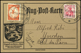 6883 1912, 10 Pfg. Rhein/Main Auf Sonderkarte Mit 10 Pfg. Germania Und Flugpoststempel Worms 16.6. Sowie Text In Die Sch - Autres & Non Classés