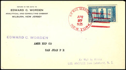 6888 1925, LZ 126 Los Angeles, Fahrt Lakehurst-Puerto Rico, Brief Mit Rotem Poststempel AIR MAIL SERVICE NEW YORK APR.27 - Autres & Non Classés