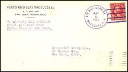6889 1925, Los Angeles, Fahrt Mayaguez - Lakehurst, Vordruckbrief Mit Rotem Flugpoststempel AIR MAIL MAYAGUEZ P.R. MAY 6 - Other & Unclassified