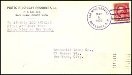 6889 1925, Los Angeles, Fahrt Mayaguez - Lakehurst, Vordruckbrief Mit Rotem Flugpoststempel AIR MAIL MAYAGUEZ P.R. MAY 6 - Sonstige & Ohne Zuordnung