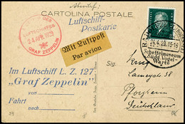 6897 1929, Mittelmeerfahrt, Abwurf Radolfzell, Karte Mit Bordstempel Vom 24.4. Und 8 Pfg. Reichspräsidenten Mit Stempel  - Other & Unclassified