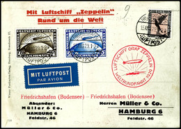 6906 1929, Weltrundfahrt, Auflieferung Friedrichhafen, Rundfahrt Bis Friedrichshafen, Fotokarte Mit U.a. 2 RM Und 4 RM Z - Other & Unclassified