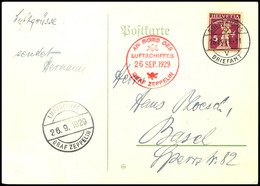 6911 1929, 1. Schweizfahrt, Abwurf Solothurn Mit Bord- Und Bordpoststempel Vom 26.9, Karte Mit Schweizer Frankatur Mit S - Other & Unclassified