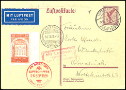 6916 1929, 1. Schweizfahrt, Bordpost Vom 26.9. Mit Abwurf Lausanne, 15 Pfg. Ganzsachenkarte Mit Zufrankatur Schweiz 20 C - Andere & Zonder Classificatie