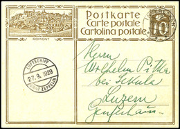 6917 1929, 2. Schweizfahrt, Abwurf Interlaken Mit Bordpoststempel Vom 27.9, 10 C. Bild-Ganzsachenkarte Mit Stempel INTER - Andere & Zonder Classificatie