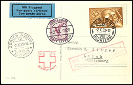 6921 1929, 4. Schweizfahrt, Abwurf Zürich, Fotokarte Mit 15 Pfg. Adler Mit Bordpoststempel Vom 2.10. Und Schweiz 35 C. F - Sonstige & Ohne Zuordnung